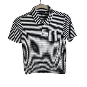 Brooks Brothers Boys Size 14Y Striped Short‎ Sleeve Polo Shirt Blue White Preppy